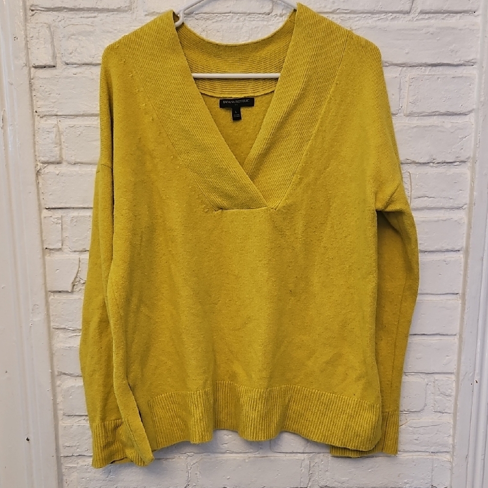 Banana Republic Chartreuse V-Neck Sweater